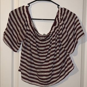 striped off the shoulder crop top